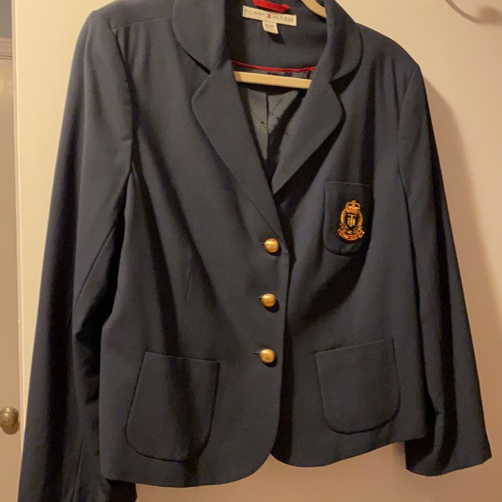 Tommy Hilfiger navy blazer with crest